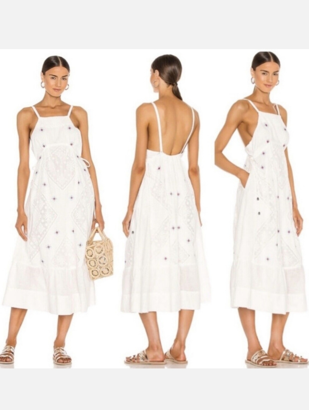 Free People DEWDROP Lace Embroidered Maxi Dress SMALL